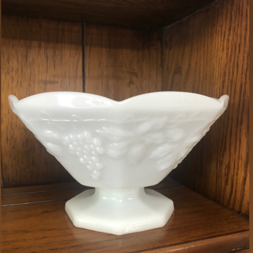 Milk glass fruit bowl